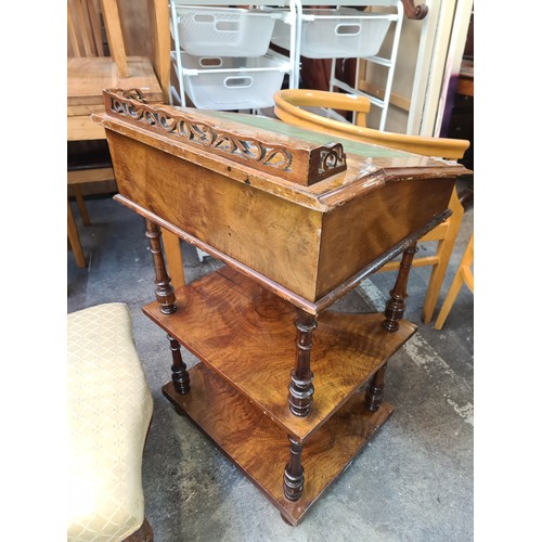 359 - Super Star Lot : A stunning Victorian burr walnut Davenport desk with green leather writing slope. B... 