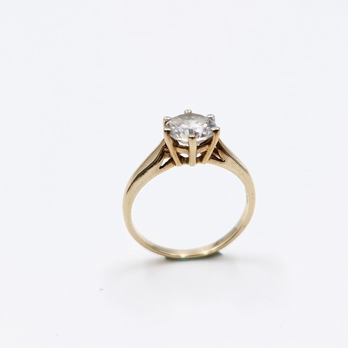 45 - Star Lot : A gem set claw mounted 10 carat Solitaire gold ring. Ring size - O. Weight - 2.42 grams.