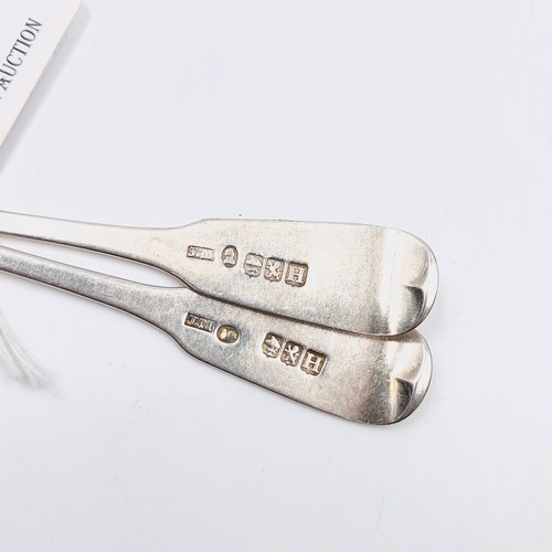 576 - A pair of sterling silver Georgian teaspoons. Weight - 20.2 grams.