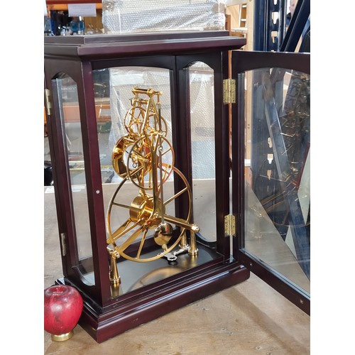 187 - Super Star Lot : A fabulous quality 8 day great wheel French style large skeleton clock housed in gl... 