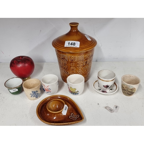 148 - A lot of nine pieces of vintage ceramics including a Ballyfree Farms porcelain egg cup, an Escoffier... 