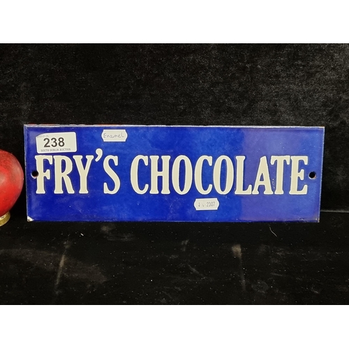 238 - An enamel wall plaque for Fry's Chocolate.