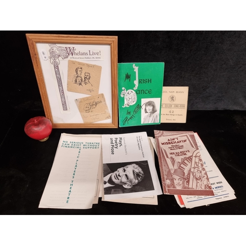 262 - A box containing a selection of Irish themed items. Includes, posters books and a framed artwork fea... 