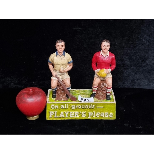 281 - A hand painted figurine advertising Player's Cigarettes.