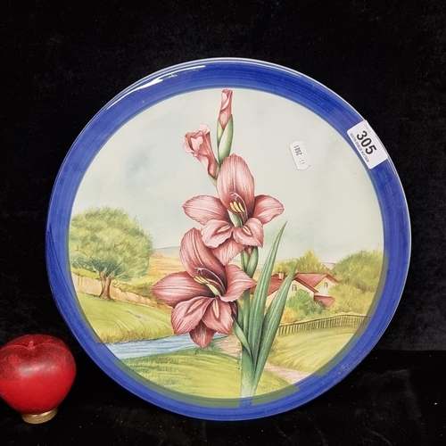 305 - A large beautiful vivid Italian ceramic hand painted plate by L. Mauri. In very good condition with ... 