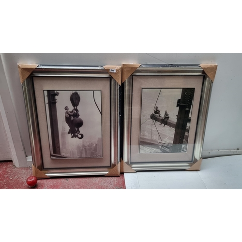 312 - Two good sized framed prints of the original photographs of the construction of the Empire State Bui... 