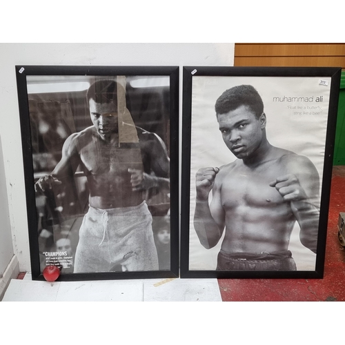 313 - A large pair of Muhammad Ali posters including one that reads 'Float like a butterfly sting like a b... 