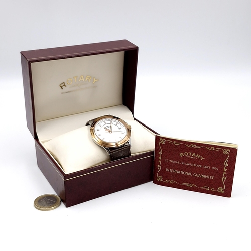 92 - A handsome  Rotary wristwatch with patterned hands & sweep second hands and leather strap. Comes wit... 