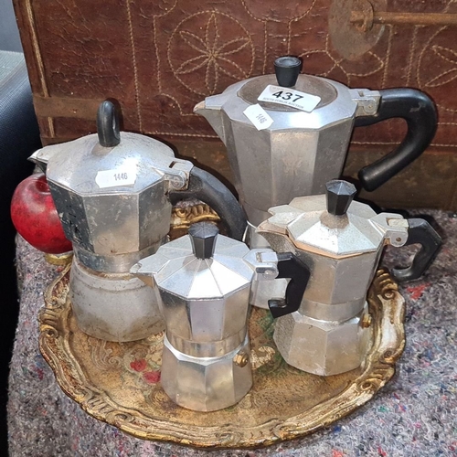 1270 - Vintage Bialetti moka pots collection, iconic Italian design. Made since 1933, aluminum construction... 