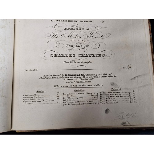 299 - Three fabulous antique early to mid 19th century music sheet books  including Rondo, for the piano f... 