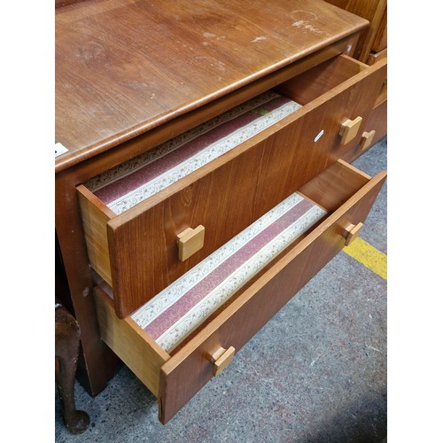 415 - Star lot : A lovely mid century teak vanity dressing table with square turned knobs. Pairs great wit... 