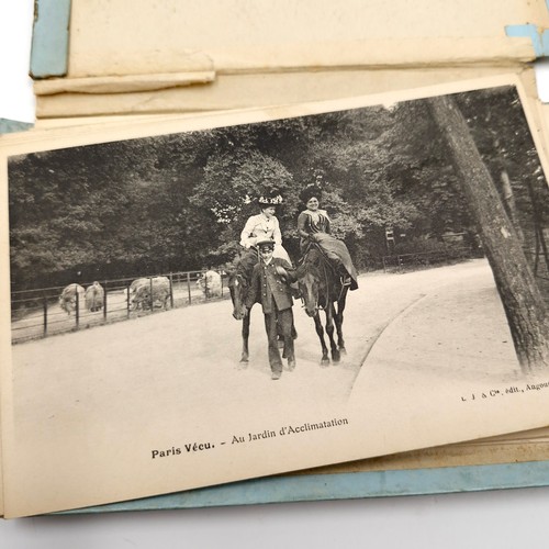 600 - A collection of assorted continental postcards mostly of Paris. With Antique book postcards and ephe... 