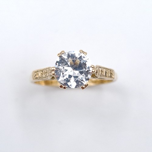 41 - A nine carat gold white topaz crown set ring. Size - J. Weight - 1.9 grams.