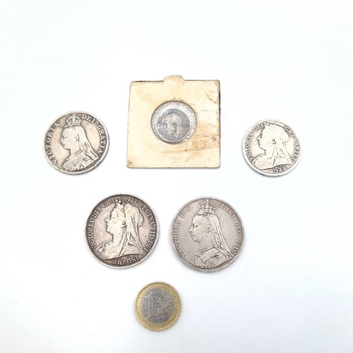 505 - A collection of Victorian silver coins together with an Edwardian example. Total weight - 101 grams.