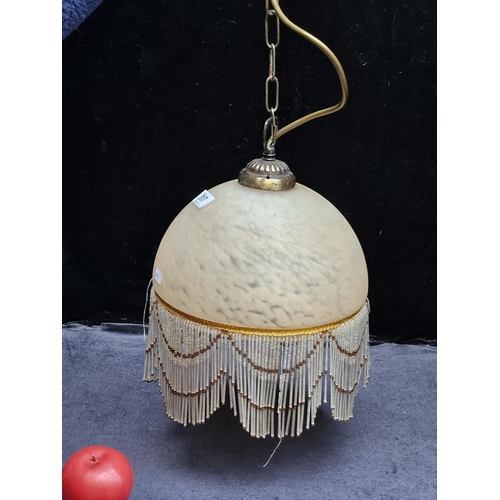 317 - A vintage Art deco style pendant ceiling light fitting featuring a hand blown studio art glass shade... 