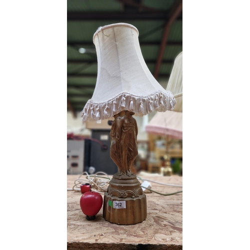 362 - A wonderful vintage sculptural table lamp featuring a gilt plaster cast base of Greek figures. Paire... 