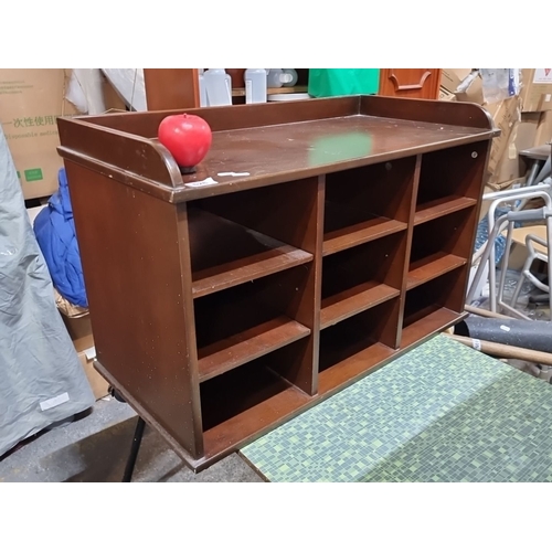 626 - Vintage Organizer Desk shelving unit featuring 8 open pigeon hole compartments. Sturdy construction ... 