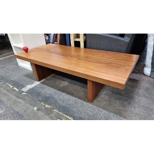 634 - A lovely two plank low coffee table, showcases beautiful grain and clean lines.