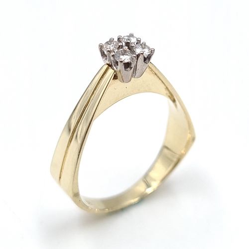 51 - Star Lot : A 14 carat gold four stone diamond ring. Est weight of diamonds - approx. total 0.5cts of... 