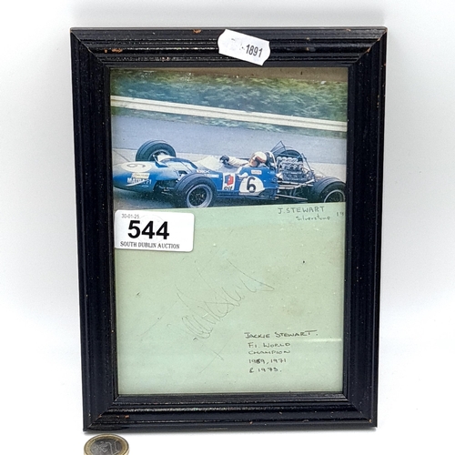 544 - Star Lot : A handsigned photograph of Jackie Stewart Formula one world champion (1969, 1971, 1973). ... 