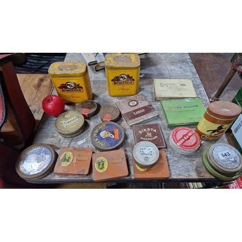 843 - A large selection of Vintage Tobacco and Cigarette Tins. Includes Ritmeester, Mick McQuaid, Primula,... 