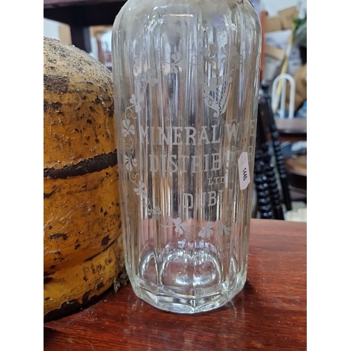 848 - A mixed lot of items. Includes vintage gas canisters, etched 'Mineral Water Dublin' glass bottle, ta... 