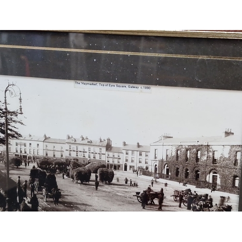 857 - Set of five framed historical Galway photographs, including Eyre Square Haymarket (c.1890) and Shop ... 