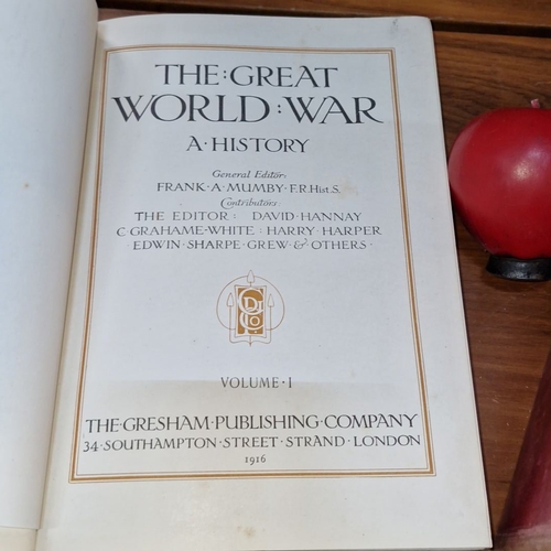 868 - Six hardback antique books titled  'The Great World War: a History', volumes I-VI, published in 1916... 