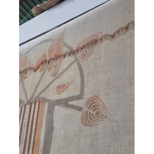 679 - A very Large vintage abstract tapestry with geometric motifs in earthy tones, from the mid-20th cent... 