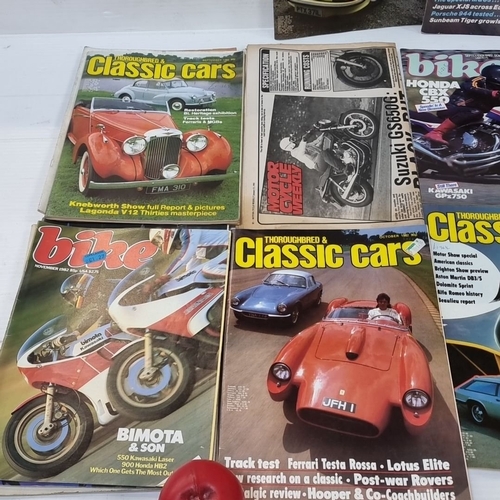 875 - Lot of 18 vintage motoring magazines, including *Thoroughbred & Classic Cars*, *Bike*, and *Motorcyc... 