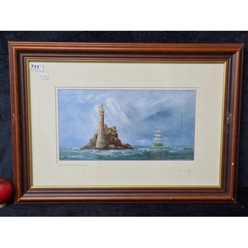 711 - An original 'Brendan Hayes' handprinted lithograph titled 'Ascard II of the Fast net Rock'. Features... 