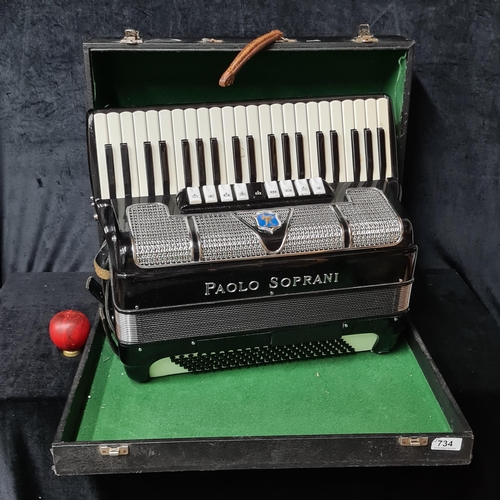 734 - Super Star Lot: A fabulous Paolo Soprani Synphonic V model 455 Musette 4/5 reed piano accordion. Wit... 