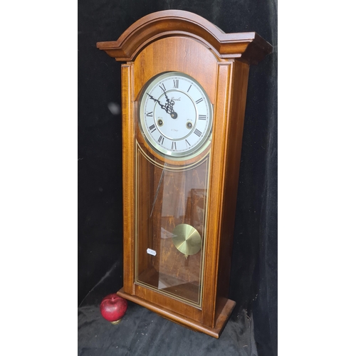 778 - A fabulous tall 31 day Lincoln glass fronted pendulum wall clock, complete with original winding key... 