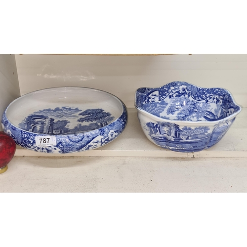 787 - Two gorgeous pieces of traditional blue and white Spode ceramics.