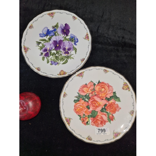 799 - Two charming Royal Albert plates including 'Pansies'  and 'Elizabeth of Glamis' by Sara Anne Schofie... 