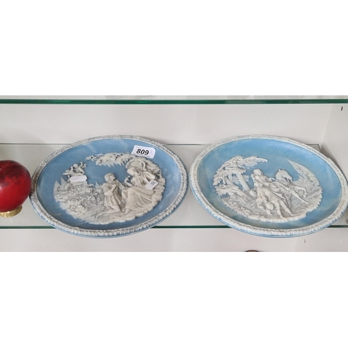 809 - Two lovely limited edition incolay stone cameo plates including 'Thou Art Too Dear For My Possessing... 