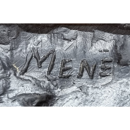 1004 - Star Lot : A very heavy bronze sculptural piece signed Pierre Jules Mene, of a horse and jockey, on ... 