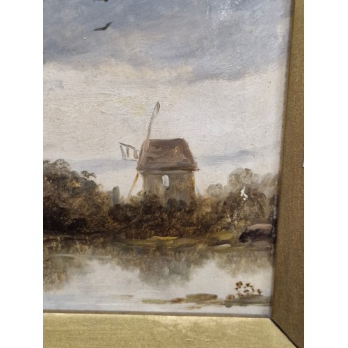 65 - Star Lot: A wonderful original oil on paper painting. Features a 19th century Dutch pastoral landsca... 