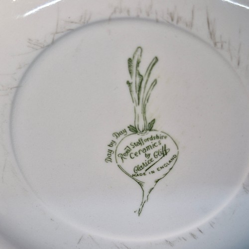 116 - A set of six Clarice Cliff Royal Staffordshire Day by Day Salad Plates. All features vegetable desig... 