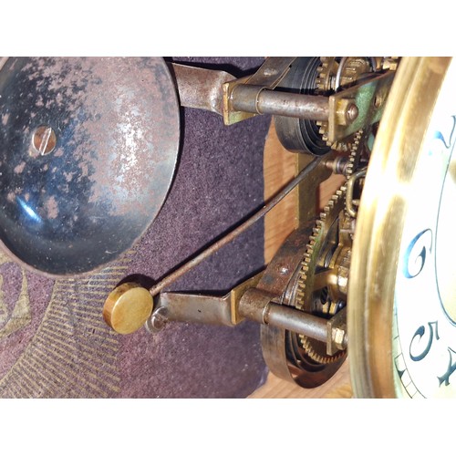 146 - A beautiful antique  eight day Gothic style open glass fronted mantle clock complete with original d... 