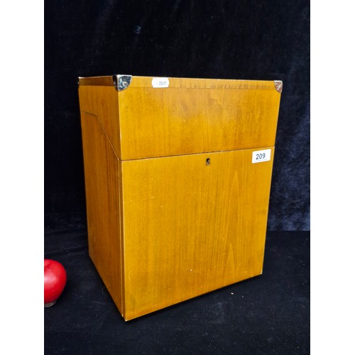 209 - A superb J&F Martell portable bar comprising of a handsome wooden case with four cognac glasses. Gla... 