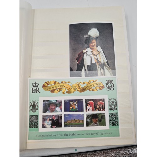 574 - A stamp album containing stamps relating to queen mother, mostly mint sets, sheets and pictorial cov... 