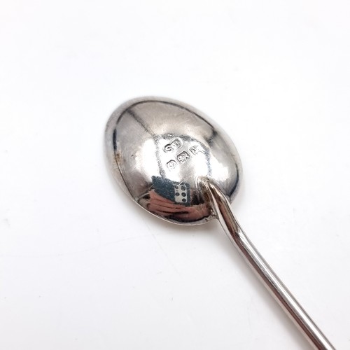 519 - A collection of six sterling silver coffee spoons hallmarked Birmingham together with sugar tongs. T... 