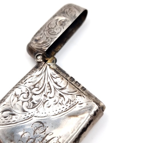 537 - A sterling silver foliette designed silver vesta case with engraved initials 'GC' hallmarked Birming... 