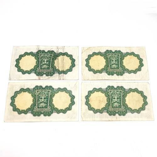 566 - Four rare Lady Lavery one pound bank notes. All dated 31-12-58. Graded fine. Rare date.