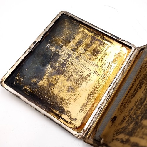 587 - A machine cut vintage sterling silver cigarette case with presentation inscription dated 30-9-1960. ... 