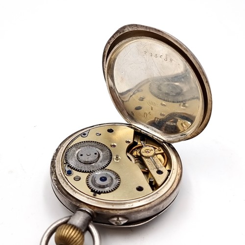 638 - Star Lot : A Britannia silver pocket watch with roman numeral dial with subsidiary second hand. Make... 