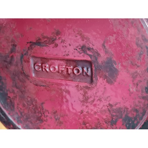 743 - Two cast iron pans including a Denby square griddle pan, and a round Crofton pan with wooden handle.