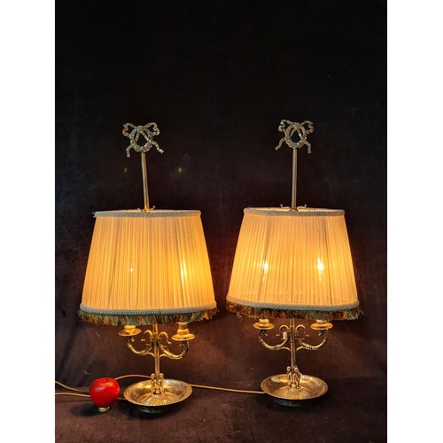 716 - Star lot : A fabulous pair of 1920s empire style Mythological Bouillotte table lamps with garland de... 