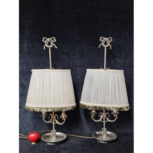 716 - Star lot : A fabulous pair of 1920s empire style Mythological Bouillotte table lamps with garland de... 